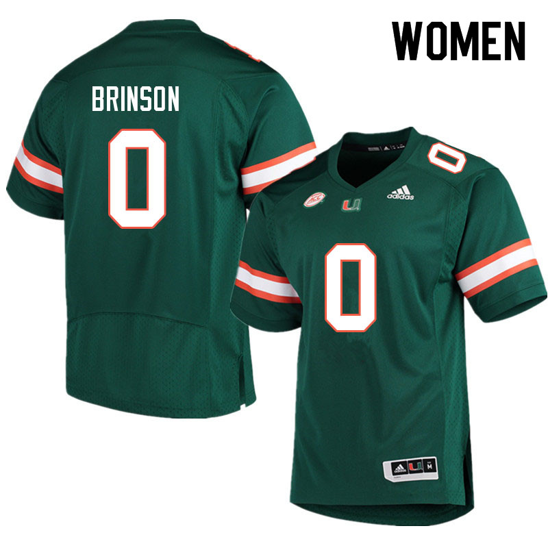 Women #0 Romello Brinson Miami Hurricanes College Football Jerseys Sale-Green - Click Image to Close